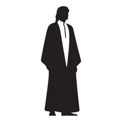 Majestic Jellabiya silhouette, perfect for religious and formal wear &ndash; Jellabiya illustration &ndash; Minimalist Jellabiya vector &ndash; Men's dress silhouette

