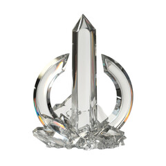 Crystal tower rising from shattered fragments a sleek design