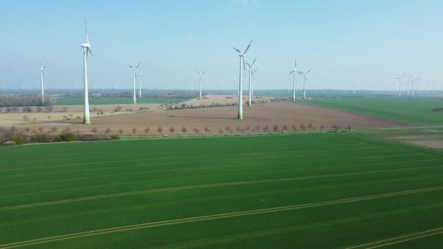 Windmills in a rural area