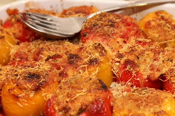 Bell peppers stuffed with meat and rice. Stuffed sweet paprika