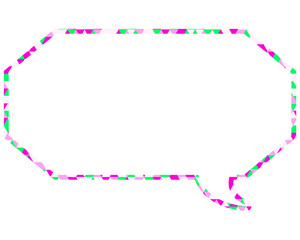 ステンドグラス風吹き出し　三角形模様　細長い八角形