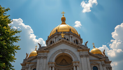 Golden dome angels radiant light religious architecture heritage travel photography lifestyle editorial background historical branding content