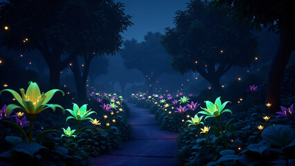 Avatar-Inspired Bioluminescent Jungle Pathway