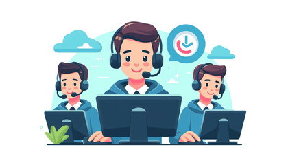 call center flat design illustration isolated on white background 