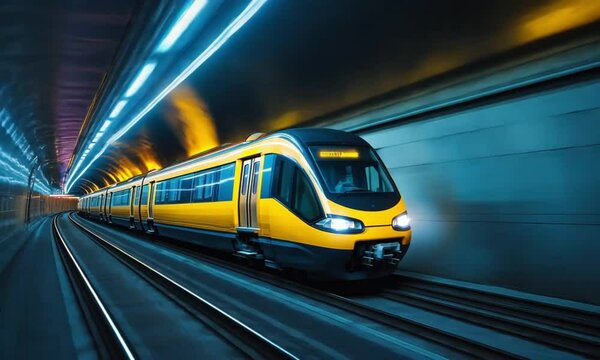 High-Speed Train, Modern Transportation, Futuristic Railway System, Subway Tunnel, Rapid Transit