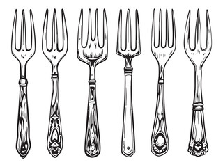 Hand Fork Vector Illustration Simple Line Art Design