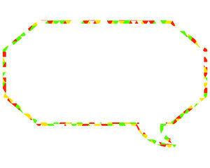 ステンドグラス風吹き出し　三角形模様　細長い八角形