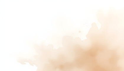Light dusty soft pastel color shade. Brown sepia beige nude gray white abstract watercolor pattern. Elegant art background. Paper brush stain splash. Blank template design, Side lit. with white shad