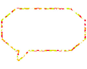 ステンドグラス風吹き出し　三角形模様　細長い八角形