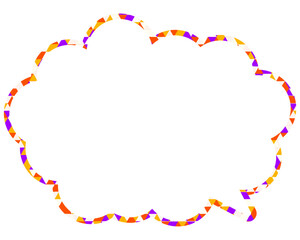 ステンドグラス風吹き出し　三角形模様　丸みのある雲形