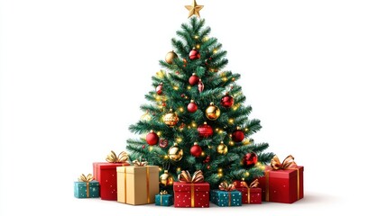 Festive Christmas tree with gifts