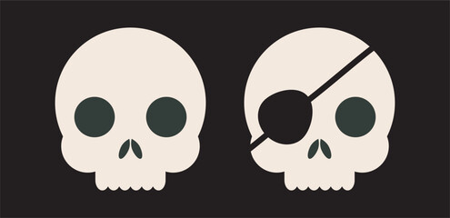 Set of skulls with expressions