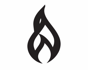 Obraz premium A stylized flame design evoking feelings of passion and energy with a bold, black silhouette against a clean white background.