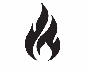 A fiery symbol of passion and intensity, a bold black flame design against a stark white background.