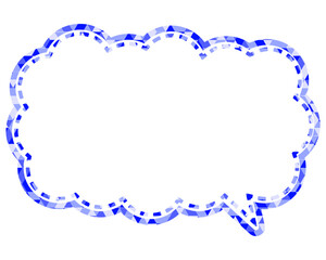 ステンドグラス風吹き出し　三角形模様　細長い雲形