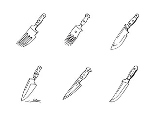harvesting knife detailed line art vector design