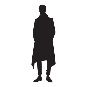 black coat silhouette man standing clip art preview