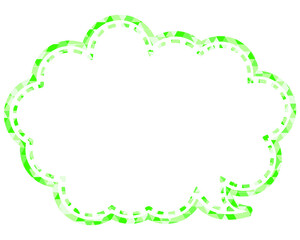 ステンドグラス風吹き出し　三角形模様　丸みのある雲形