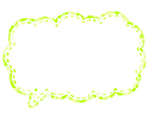 ステンドグラス風吹き出し　三角形模様　細長い雲形