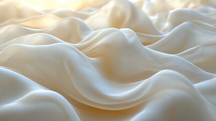 Obraz premium Elegant Draped Cream Silk Fabric, Luxurious Soft Texture, Smooth Waves, Abstract Background