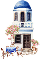 Obraz premium Santorini watercolor illustration