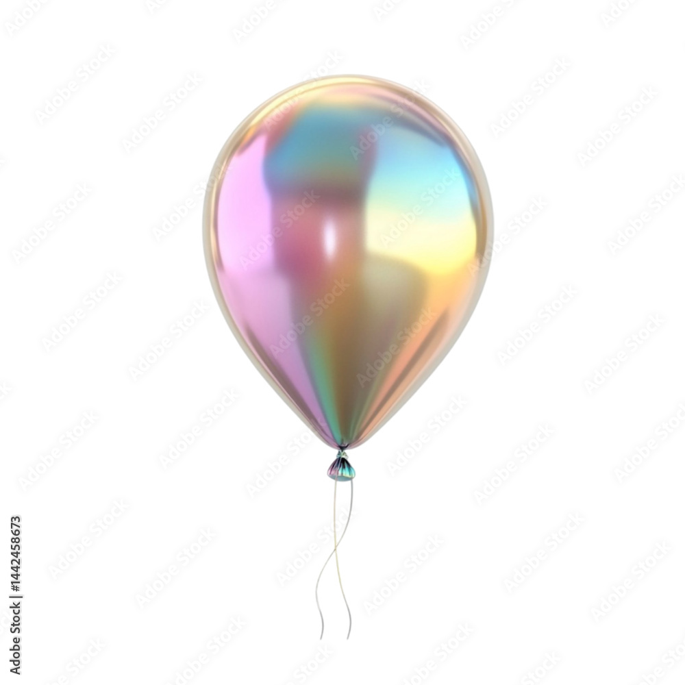 Poster iridescent balloon floating against a colorful striped background a fun festive image
