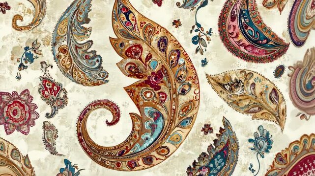 Detailed paisley and floral design, in a vintage and bohemian style.