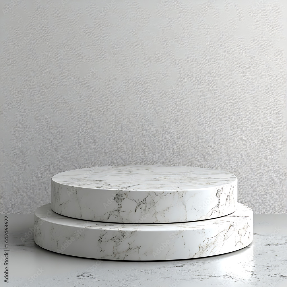 Aufkleber two tiered marble platform presentation stage for product display or showcase background with concre