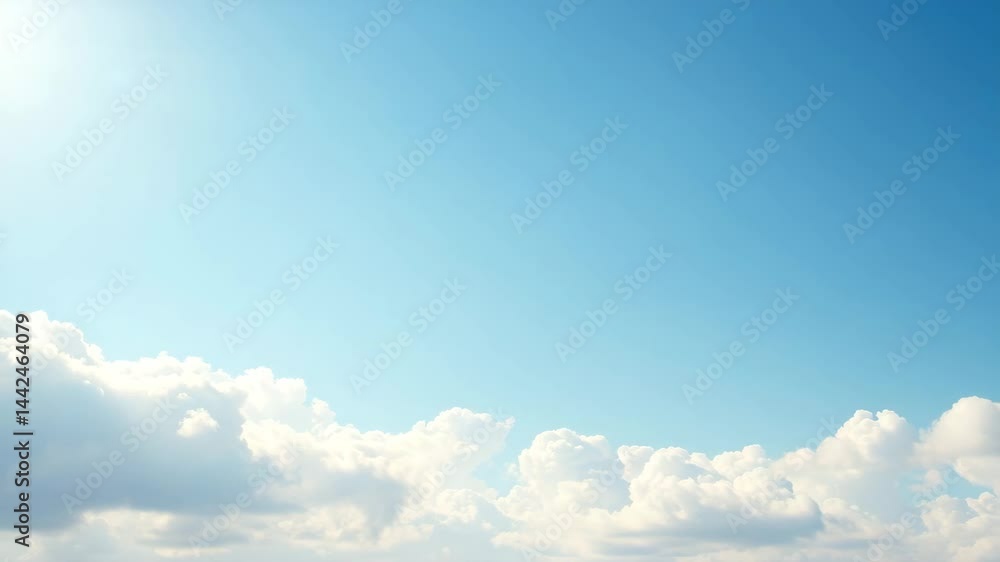Aufkleber passing clouds fly in the light blue sky loop 3d rendering soft clouds fly in the blue sky backgroun