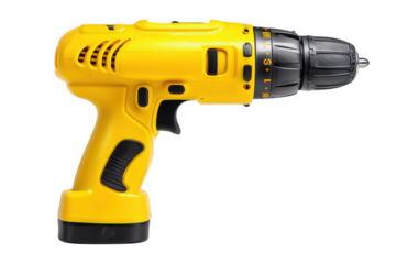 Yellow Cordless Drill On Transparent Background