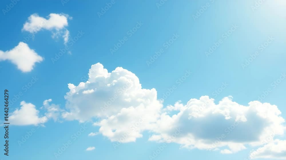 Aufkleber passing clouds fly in the light blue sky loop 3d rendering soft clouds fly in the blue sky backgroun