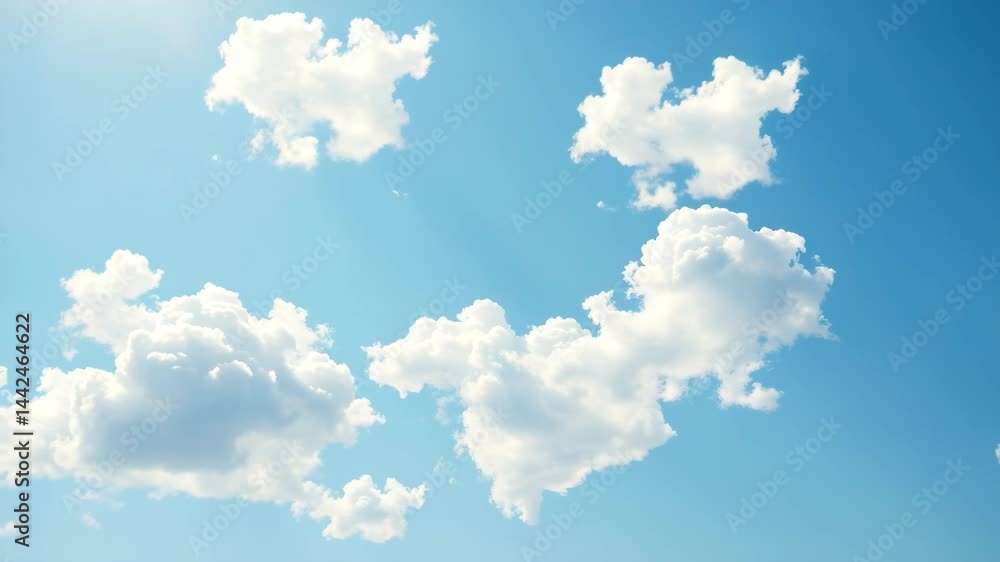 Aufkleber passing clouds fly in the light blue sky loop 3d rendering soft clouds fly in the blue sky backgroun