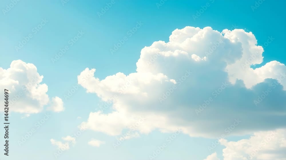 Aufkleber passing clouds fly in the light blue sky loop 3d rendering soft clouds fly in the blue sky backgroun