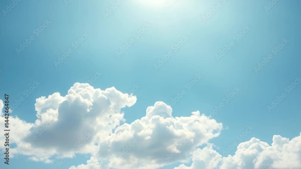 Aufkleber passing clouds fly in the light blue sky loop 3d rendering soft clouds fly in the blue sky backgroun