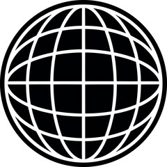 World Icon Silhouette Black Vector | Globe Design for Global Concept Vector