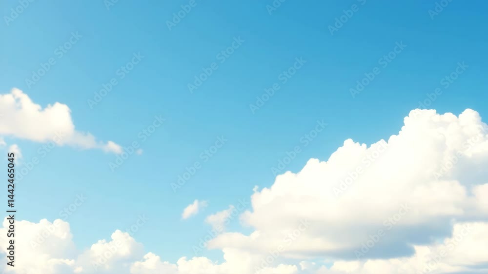 Poster passing clouds fly in the light blue sky loop 3d rendering soft clouds fly in the blue sky backgroun