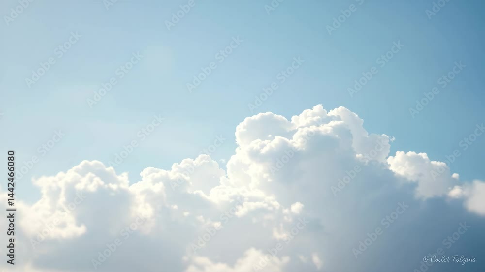 Poster passing clouds fly in the light blue sky loop 3d rendering soft clouds fly in the blue sky backgroun