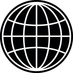 World Icon Silhouette Black Vector | Globe Design for Global Concept Vector