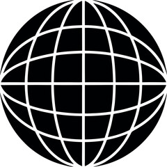 World Icon Silhouette Black Vector | Globe Design for Global Concept Vector