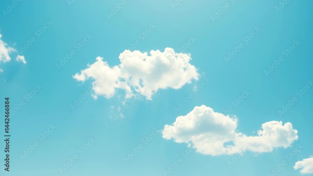 Poster passing clouds fly in the light blue sky loop 3d rendering soft clouds fly in the blue sky backgroun