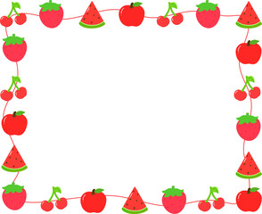 빨간 과일 드로잉 아이콘 프레임(red fruit drawing icon frame wallpaper)