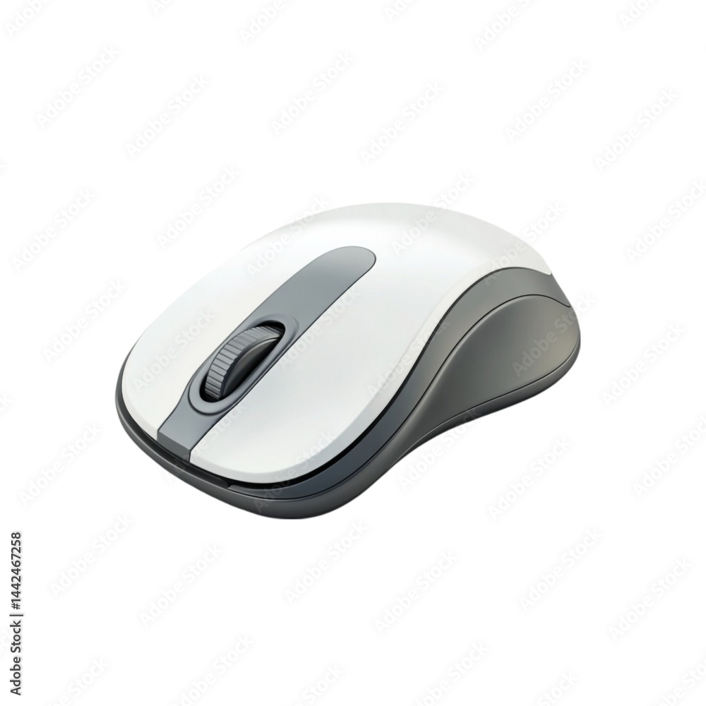 Poster wireless computer mouse white and gray design ergonomic shape