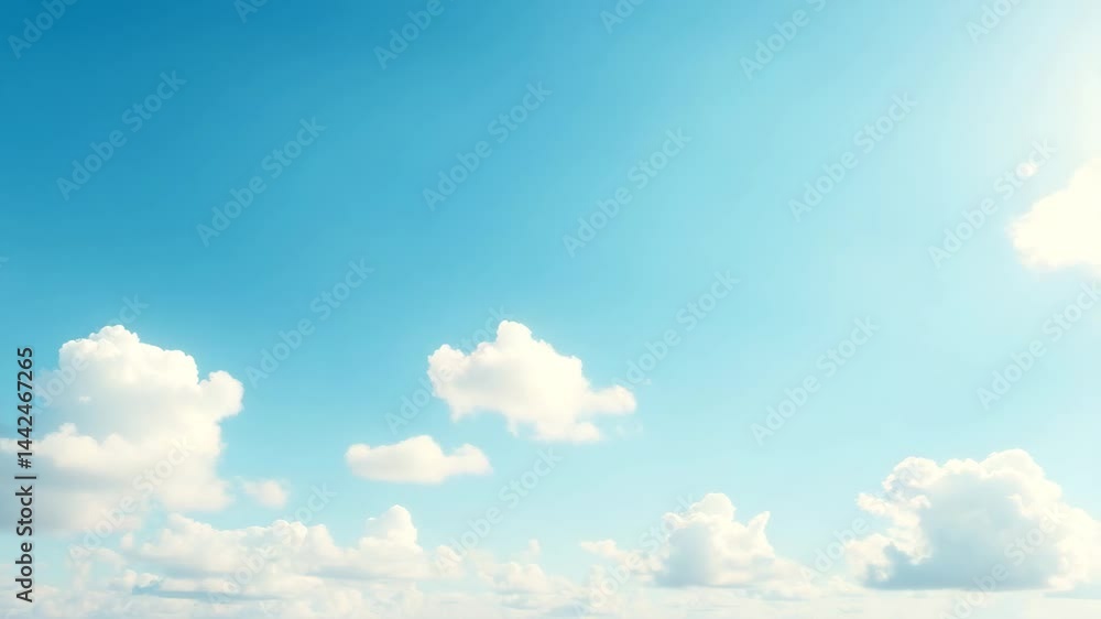 Poster passing clouds fly in the light blue sky loop 3d rendering soft clouds fly in the blue sky backgroun