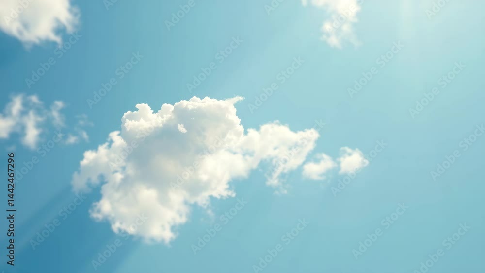 Poster passing clouds fly in the light blue sky loop 3d rendering soft clouds fly in the blue sky backgroun