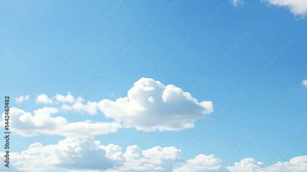 Poster passing clouds fly in the light blue sky loop 3d rendering soft clouds fly in the blue sky backgroun