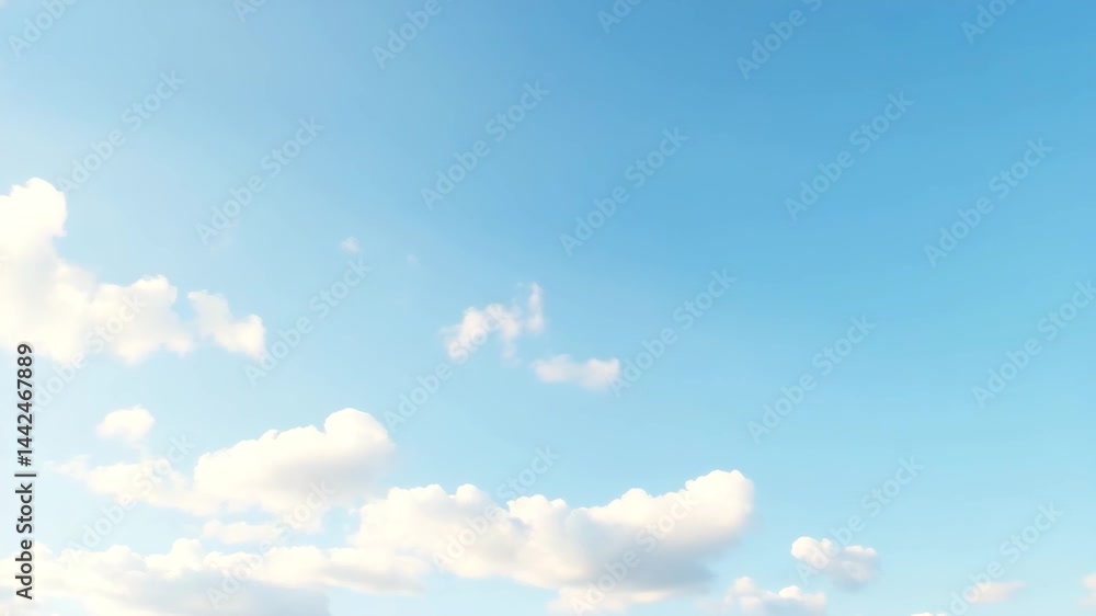 Poster passing clouds fly in the light blue sky loop 3d rendering soft clouds fly in the blue sky backgroun