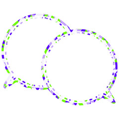 ステンドグラス風吹き出し　三角形模様　重なる会話