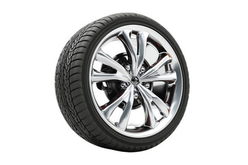 Alloy Wheel With Black Tire On Transparent Background