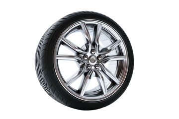 Obraz premium Alloy Wheel with Black Tire on Transparent Background