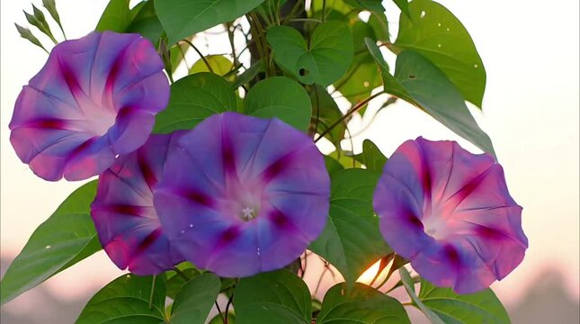 Morning Glories Opening with Sunrise &ndash; Time-Lapse Video